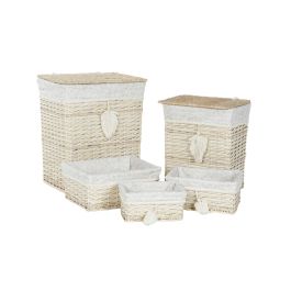 Cesta Ropa Basicos DKD Home Decor Natural Crema 35 x 55 x 47 cm Set de 5