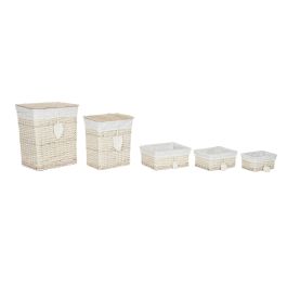 Cesta Ropa Basicos DKD Home Decor Natural Crema 35 x 55 x 47 cm Set de 5