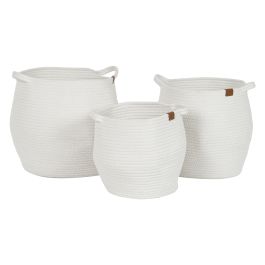 Cesta Moderno DKD Home Decor Blanco 34 x 34 x 34 cm Set de 3