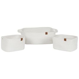 Cesta Moderno DKD Home Decor Blanco 25 x 14 x 34 cm Set de 3