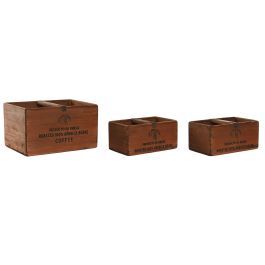 Caja Tradicional DKD Home Decor Marron 25 x 20 x 35 cm Set de 3