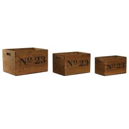 Caja Tradicional DKD Home Decor Marron 27 x 23 x 37 cm Set de 3