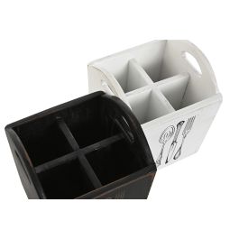 Cubertero Tradicional DKD Home Decor Blanco Negro 15 x 18 x 15 cm Set de 2