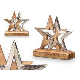 Soporte Decoracion Doble Estrella Plateado Giftdecor 15CM (12 Unidades)
