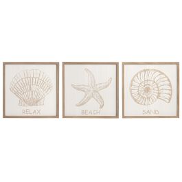 DKD Home Decor Hangzhou design 26b Cuadro Mediterraneo Blanco Natural MDF 2 x 40 x 40 cm (3 Unidades)