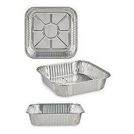 Kinvara Set de 6 Bandejas de Aluminio Cuadradas 20.5x20.5x6.5 cm (24 Unidades)