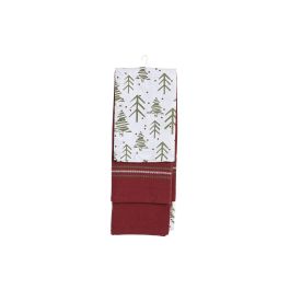 DKD Home Decor Paño de Navidad Alpina de Algodón, Set de 3 Piezas, Colores Verde, Rojo y Beige, Decoración Festiva 40x60 cm, 170gsm