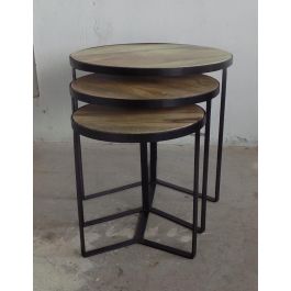 DKD Home Decor Mesita Auxiliar Loft Marron Negro 60 x 55 x 60 cm Set de 3 Metal Mango Precio: 174.69000021. SKU: B1BMJHH3D8