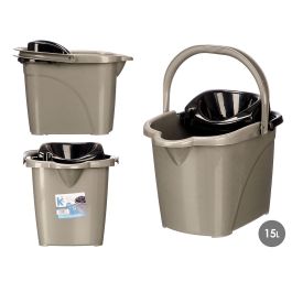 Arte Regal Cubo de Fregar 15L Plástico Negro y Gris con Ruedas 41x32x31 cm (10 Unidades) Precio: 56.50000015. SKU: B1CS7FCDXB
