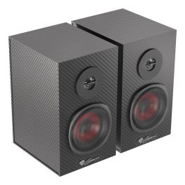 GENESIS Helium 200 - Altavoces 2.0 Canales de 1 Vía Alámbricos para Mesa/Estante 20W Madera Negro/Rojo