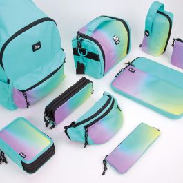 Estuche con 3 cremalleras sunset, verde-lila milan Estuche con 3 cremalleras sunset, verde-lila milan