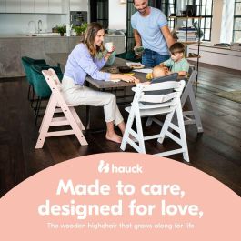 Hauck Silla Alta de Madera Escalable Alpha + / Gris para Bebé y Niños, Arnés 5 Puntos, Estante Extraíble, Desde 6 Meses hasta 90 Kg