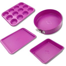 Fackelmann FAC3176239998375 - Juego de 4 moldes Tasty Pâtisserie de 23 a 38 cm, Fucsia
