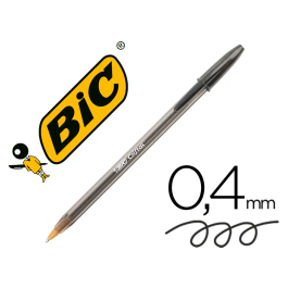 Bic Bolígrafo Cristal Original Tinta Negra Punta 1mm Trazo 0.4mm Cuerpo Transparente Certificado Ecológico NF