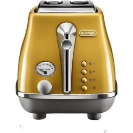 DELONGHI ICONA CAPITALS Tostadora 2 rebanadas - 900W - Tostadora 3 funciones - Calentador de repostería incluido - Amarillo