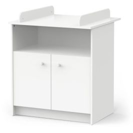 Cómoda cambiador con 2 puertas, 1 nicho - HELICIA - Blanco mate - 79,6 x 70 x 94,4 cm - DEMEYERE Cómoda cambiador con 2 puertas, 1 nicho - HELICIA - Blanco mate - 79,6 x 70 x 94,4 cm - DEMEYERE