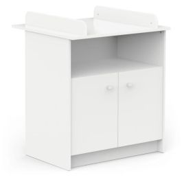 Cómoda cambiador con 2 puertas, 1 nicho - HELICIA - Blanco mate - 79,6 x 70 x 94,4 cm - DEMEYERE Cómoda cambiador con 2 puertas, 1 nicho - HELICIA - Blanco mate - 79,6 x 70 x 94,4 cm - DEMEYERE