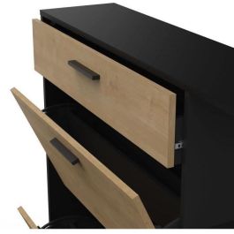 DEMEYERE Zapatero COBBLER - 12 pares - Decoración en roble - 2 solapas + 1 cajón + 3 nichos - L120 x P24,4 x H104,3 cm DEMEYERE Zapatero COBBLER - 12 pares - Decoración en roble - 2 solapas + 1 cajón + 3 nichos - L120 x P24,4 x H104,3 cm