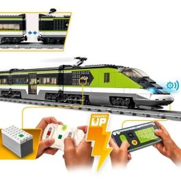 LEGO 60337 City Express Tren de pasajeros, juguete de locomotora de control remoto con faros, vías, vagón de comida, a partir de 7 años