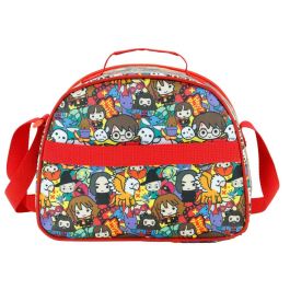 Harry Potter Bolsa Portamerienda 3D All Together Now Rojo, 5L, Diseño con relieve, Forro isotérmico, Asa bandolera regulable