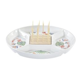 DKD Home Decor Plato de Aperitivos Tropical Tropic Garden Gres Bambú Multicolor Natural 23.5x23.5x7 cm Precio: 6.49044. SKU: S3036977
