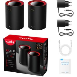 Cudy AX3000 Wi-Fi 6 Mesh Solution 2-Pack Doble Banda 2.5G Malla Omni-direccional Hasta 445m² con 2 Unidades