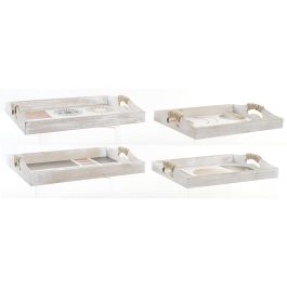 DKD Home Decor Bandeja Glam Negro Dorado MDF Set de 2 Unidades 30 x 6 x 40 cm