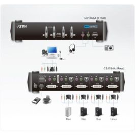 Aten CS1764A interruptor KVM Negro Aten CS1764A interruptor KVM Negro