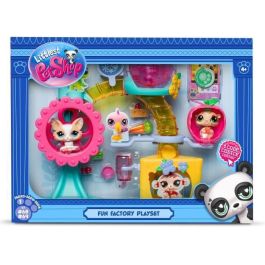 Bandai BF00519 Littlest Pet Shop Set de Juego Fun Factory con 2 Animales, Decoración y Accesorios - A partir de 4 años