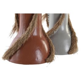 DKD Home Decor Jarrón Balinés Gris Terracota 26x30x26 cm (Alto 30 cm) de Bambú y Fibra - Set 2 Unidades Surtido Aleatorio