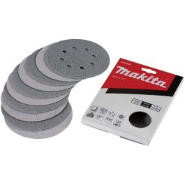 Makita D-65850 Disco de lijado para madera, Gris, Redondo, 125mm, Grano K120, Paquete de 10