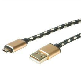 ROLINE 11.02.8819 Cable USB 2.0 Tipo A Macho a Micro-USB B Macho Reversible 0.8m Negro y Oro