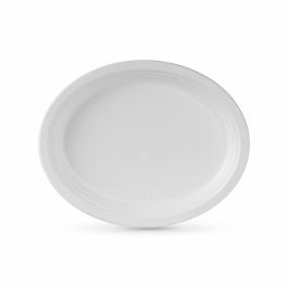 Set de Platos Algon Desechables Blanco Caña de Azúcar Ovalado 26 cm (12 Unidades)