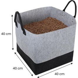 Eda Saco de pellets AUC1700526376368 de fieltro Jura Montania 60L Capacidad 45kg Gris Hormigón / Antracita 40x40x40cm