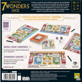 Repos Production RP7DI0101ES 7 Wonders Dice - Juego de Mesa de Dados Estratégico, para 2 a 7 Jugadores, Edad 10+
