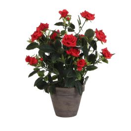 Mica Decorations Rosal Rojo PVC con Maceta Cerámica Gris Ø11.5x33x25cm Precio: 22.58999941. SKU: S7902749