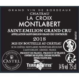 Château La Croix Montlabert 2016 Saint-Emilion Grand Cru - Vino tinto de Burdeos Château La Croix Montlabert 2016 Saint-Emilion Grand Cru - Vino tinto de Burdeos