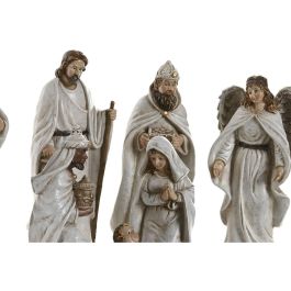 DKD Home Decor Nacimiento Navidad Tradicional, Set 8 Figuras de Resina Blanca 6 x 19 x 8 cm