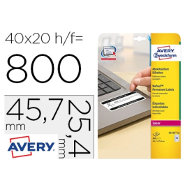 Avery Etiquetas Adhesivas Resistentes 45,7x25,4 mm Permanentes Láser Blancas Caja 800 Unidades Precio: 80.50000046. SKU: B1BK97K24Y