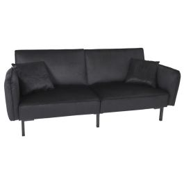 Home Deco Factory Sofá-Cama Giulia Negro, Tapizado Poliéster Aterciopelado, Estructura Madera Eucaliptus, Sofá 198x83cm, Cama 171x109cm Home Deco Factory Sofá-Cama Giulia Negro, Tapizado Poliéster Aterciopelado, Estructura Madera Eucaliptus, Sofá 198x83cm, Cama 171x109cm