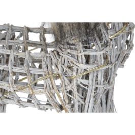 DKD Home Decor Reno Navidad Alpina LED Mimbre Blanco Marron 30x30x58 cm Set de 3