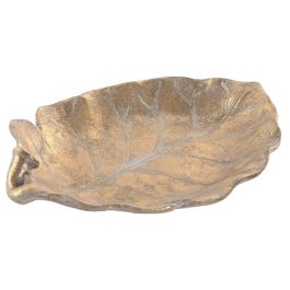 DKD Home Decor Centro de Mesa Tropical Hoja Dorado 26 x 6 x 33 cm de Resina