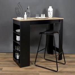 Home Deco Factory Mesa Alta Bar Con Estantes, Colección Industriel, Madera MDF, 115x50 cm, h.103 cm