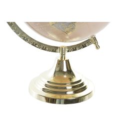 DKD Home Decor Globo Terráqueo Glam Rosa Dorado de Aluminio y PVC 20x33x23 cm (4 Unidades)