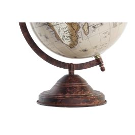 DKD Home Decor Globo Terráqueo Vintage Marrón de PVC y Metal. Objeto decorativo para hogar. Peso 0,95 kg. Medidas 18x20x32 cm.