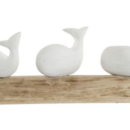 Figura Decorativa Home ESPRIT Blanco Natural Ballena Mediterráneo 52 x 12 x 21 cm