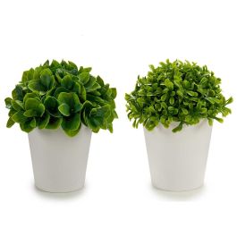 Maceta Blanca Hojas Cortas Ibergarden 13x17x13 cm, plástico, blanco/verde (24 Unidades) Precio: 51.49999943. SKU: S3605248