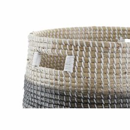 Juego de Cestas DKD Home Decor Gris Natural Hierba marina (3 Piezas)
