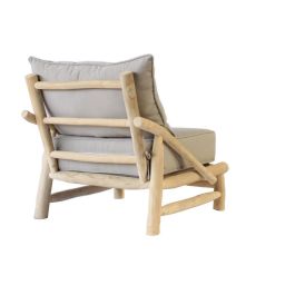 DKD Home Decor Butaca Balines Gris Claro Natural Madera Teca y Poliéster 80 x 73 x 82 cm