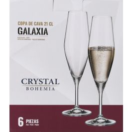 Bohemia Juego de 6 Copas de Champagne Colección Galaxia 210 ml - Juego Completo de Copas para Brindis y Eventos Especiales, 23 cm de Altura (4 Cajas)